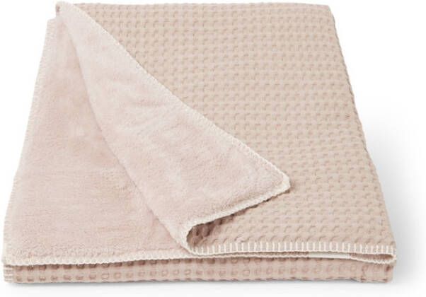 Koeka Oslo baby wiegdeken wafel/teddy 75x100 cm grey pink/grey pink