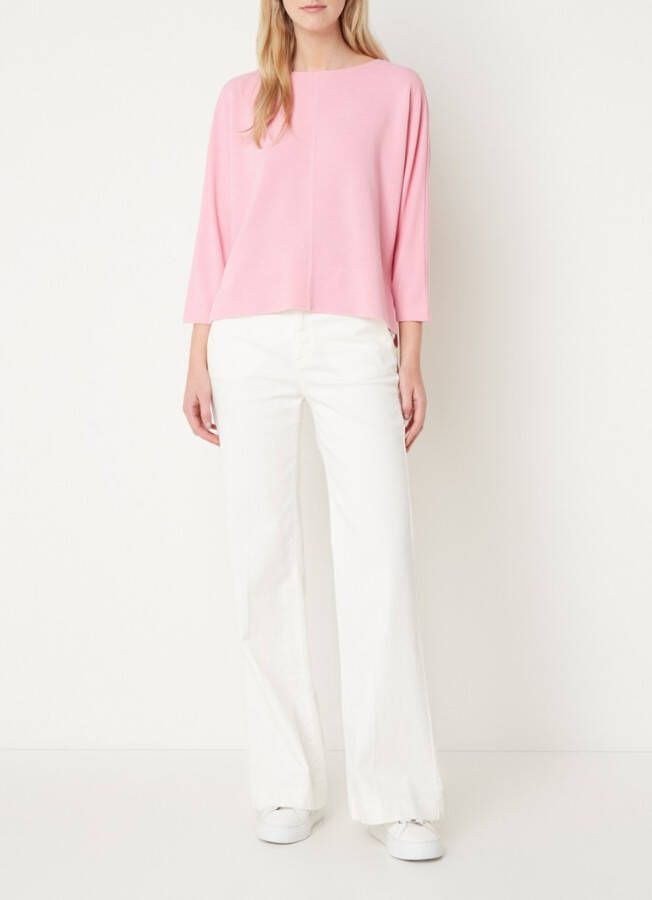 Opus Satletica ribgebreide top met vleermuismouw