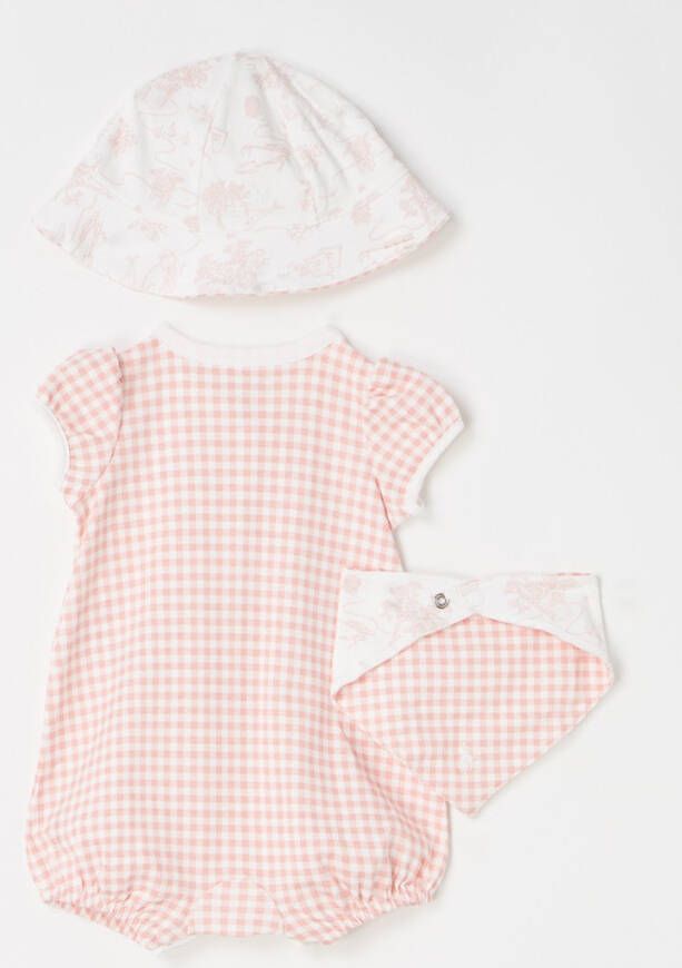 Ralph Lauren Gingham giftbox met babypak en slab en bucket hoed