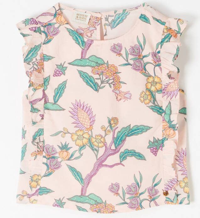Scotch & Soda Multi Blouse All Over Printed Sleeveless Ruffle Detail Top