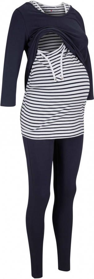 bonprix Zwangerschapstop, zwangerschapsshirt, zwangerschapslegging(3 dlg. set)met biologisch katoen