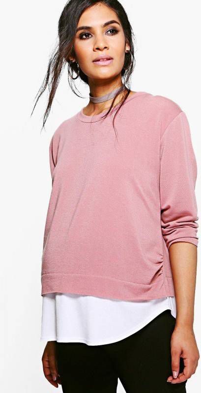 boohoo Zwangerschap 2 In 1 Top Met Onbewerkte Zoom, Blush