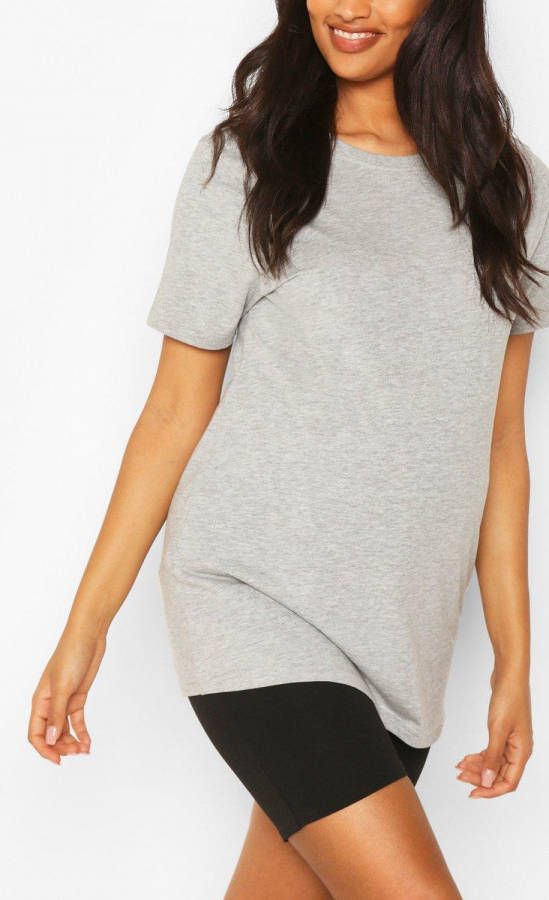 boohoo Zwangerschap Katoenen T Shirt, Grijs Gem&#xEA, leerd