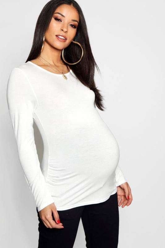 boohoo Zwangerschap Geplooide Blouse Met Lange Mouwen, Ivory