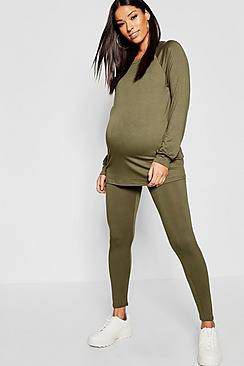 boohoo Zwangerschaps Borstvoeding Lounge Set, Kaki