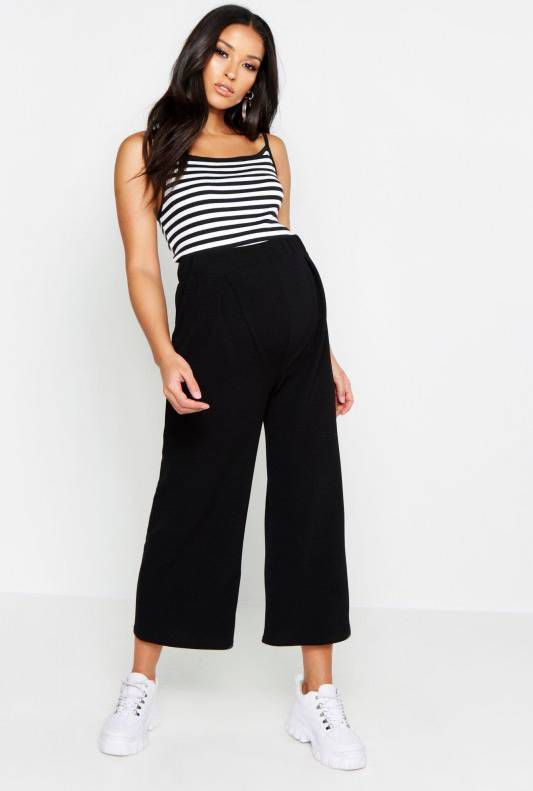 boohoo Zwangerschap Over The Bump Culottes, Zwart