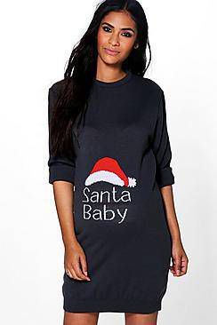 boohoo Zwangerschap Santa Baby Kerst Jurk, Grey