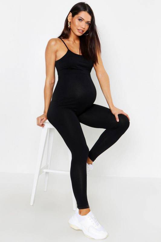 boohoo Zwangerschap Lounge Jumpsuit Met Bandjes, Zwart