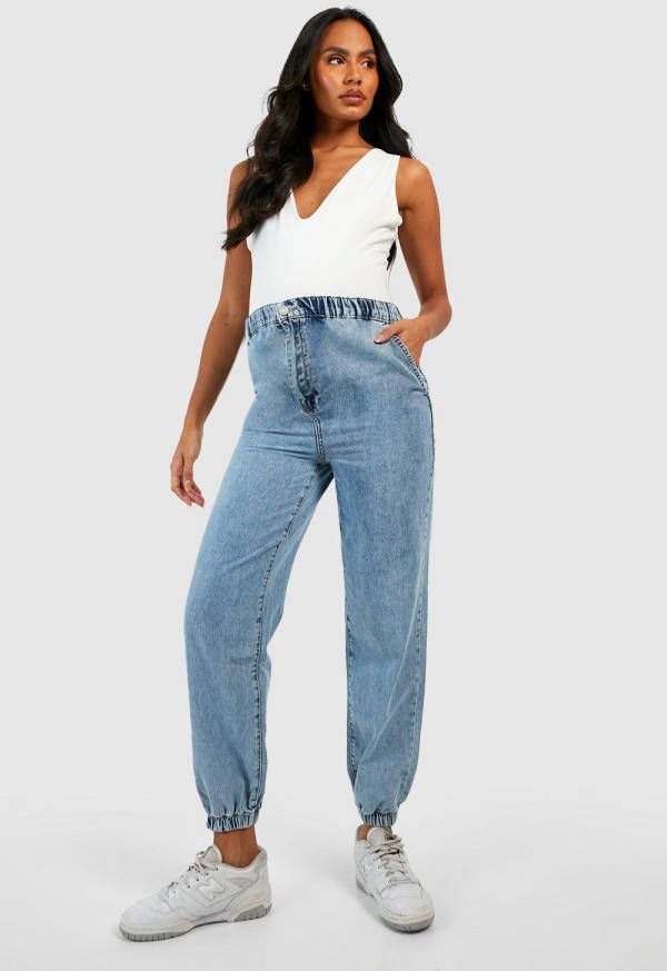 boohoo Zwangerschap Acid Wash Gebleekte Joggingbroek Met Elastisch Enkel Detail, Mid Blue
