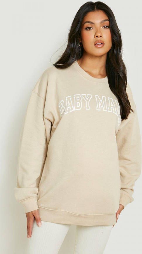 boohoo Zwangerschap Baby Mama Trui, Stone