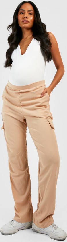 boohoo Zwangerschap Baggy Cargo Broek Met Rechte Pijpen, Stone