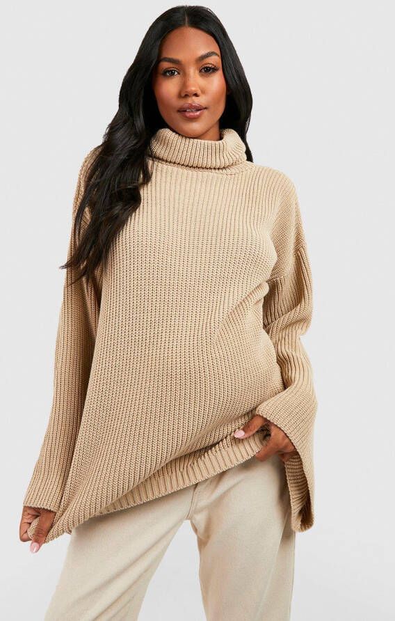 boohoo Zwangerschap Baggy Coltrui, Stone