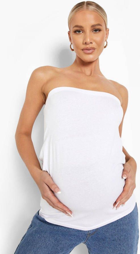 boohoo Zwangerschap Basic Bandeau Top, White