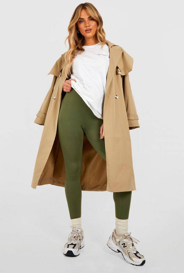 boohoo Zwangerschap Basic High Waist Leggings, Khaki