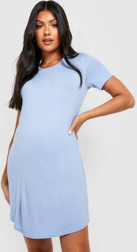 boohoo Zwangerschap Basic Nachtjapon Met Korte Mouwen, Baby Blue