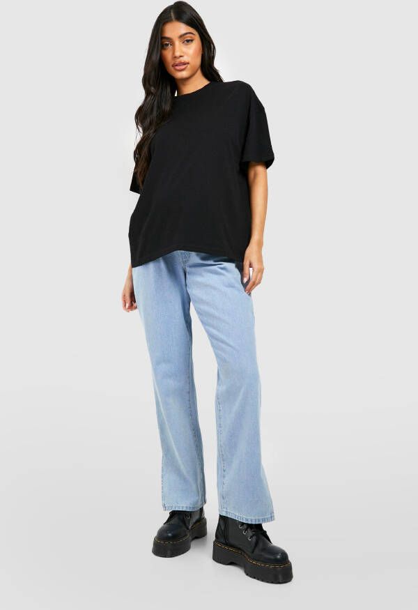 boohoo Zwangerschap Basic Oversized Katoenen T Shirt Met Crewneck, Black