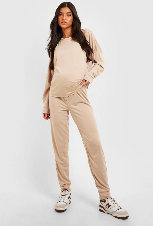 boohoo Zwangerschap Basic Trainingspak Met Trui, Stone