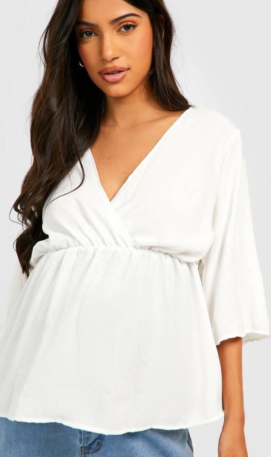 boohoo Zwangerschap Blouse Met Kimono Mouwen, Ivory