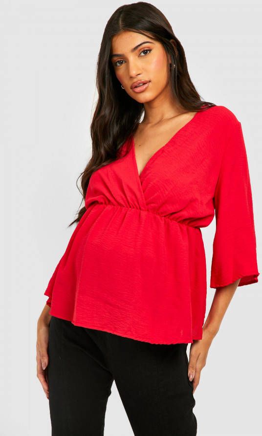 boohoo Zwangerschap Blouse Met Kimono Mouwen, Wine