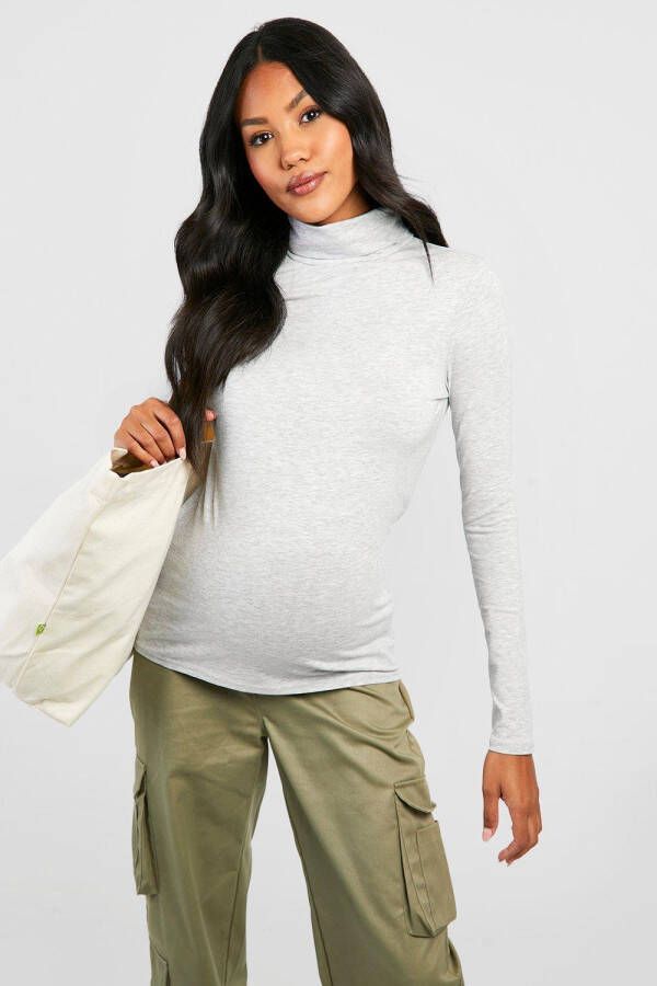 boohoo Zwangerschap Coltrui Met Lange Mouwen, Grey Marl