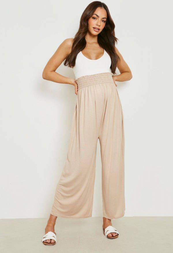 boohoo Zwangerschap Culotte Broek Met Geplooide Taille, Stone