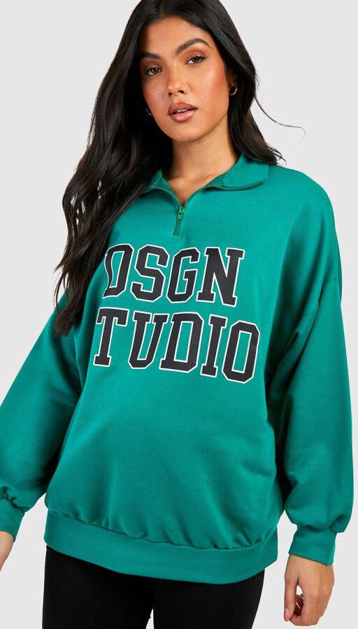 boohoo Zwangerschap Dsgn Studio Trui Met Korte Rits, Bright Green
