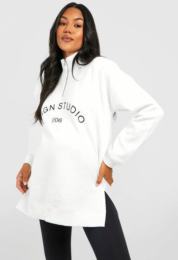 boohoo Zwangerschap Dsgn Studio Trui Met Korte Rits, Ecru