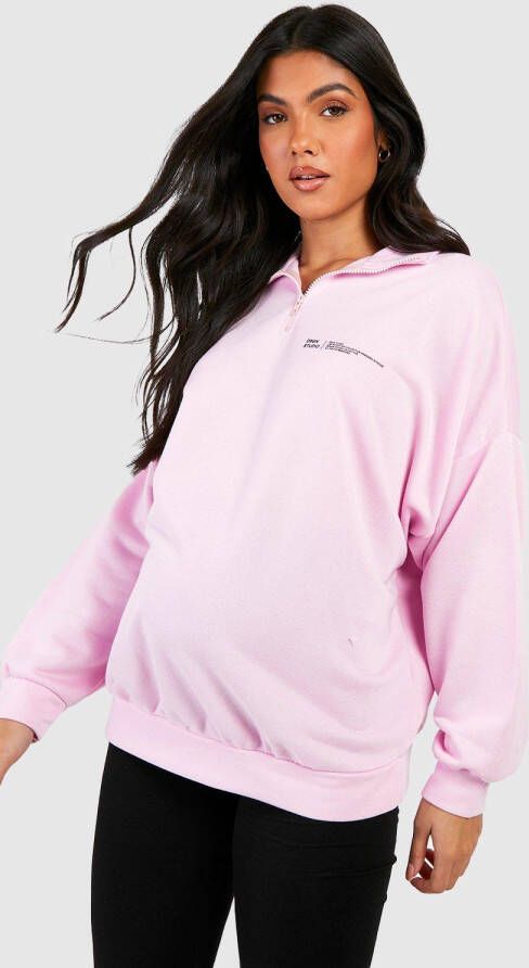 boohoo Zwangerschap Dsgn Studio Trui Met Korte Rits, Pale Pink