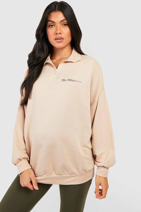 boohoo Zwangerschap Dsgn Studio Trui Met Korte Rits, Stone
