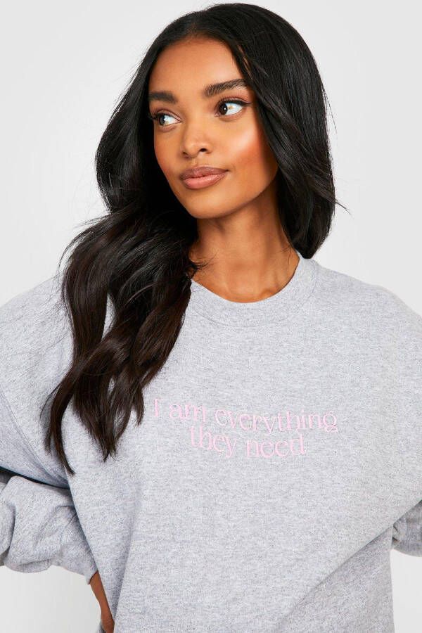 boohoo Zwangerschap Everything They Need Trui Met Tekst, Grey Marl
