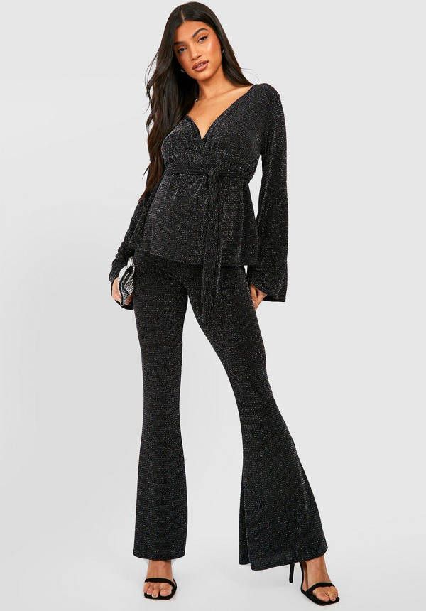 boohoo Zwangerschap Flared Glitter Broek, Multi