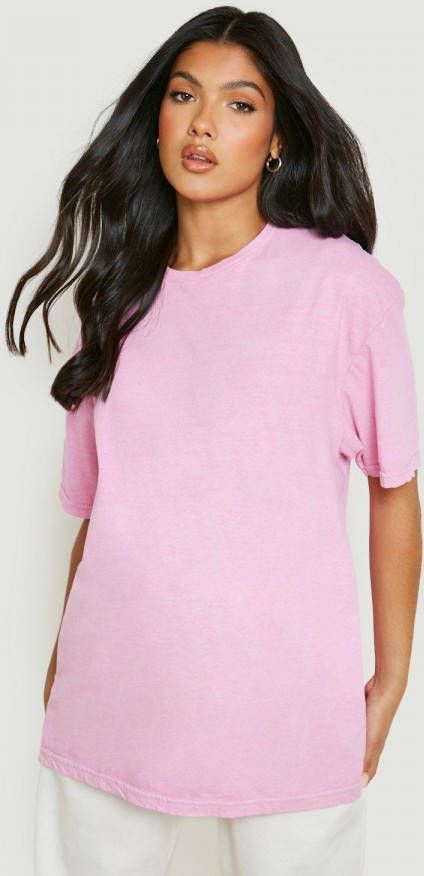 boohoo Zwangerschap Gebleekt T Shirt, Fuchsia
