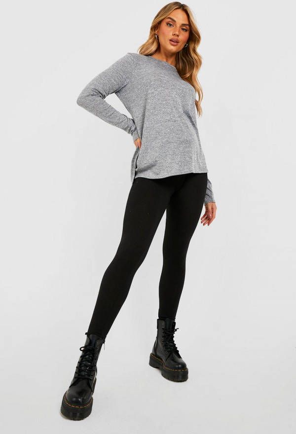 boohoo Zwangerschap Gebreide Melange Top Met Zijsplit, Grey