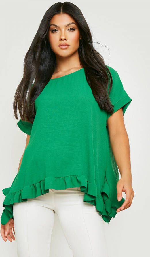 boohoo Zwangerschap Gekreukelde Top Met Geplooide Zoom, Green