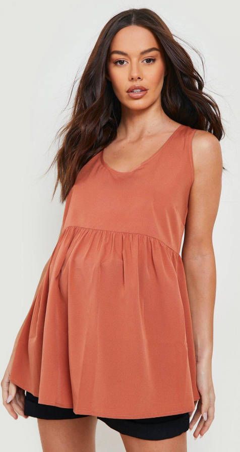 boohoo Zwangerschap Gesmokt Hemdje, Terracotta