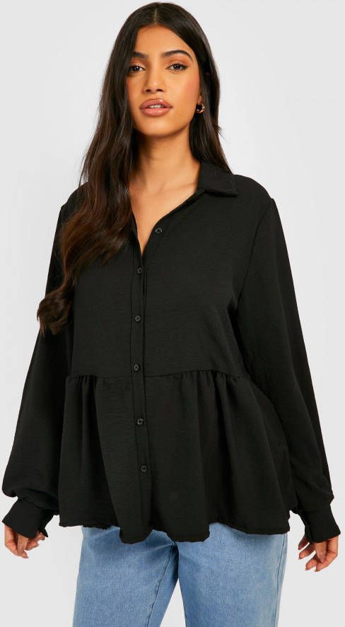 boohoo Zwangerschap Gesmokte Blouse, Black