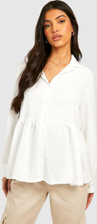 boohoo Zwangerschap Gesmokte Blouse, White