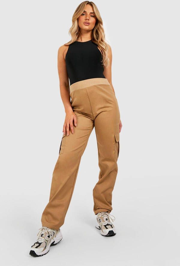 boohoo Zwangerschap High Waist Cargo Joggingbroek Met Zakken, Stone