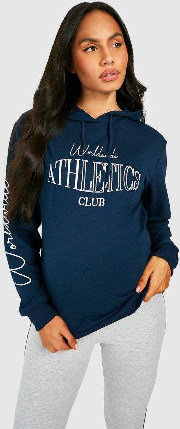 boohoo Zwangerschap Hoodie Met Tekst En Leggings Set, Navy