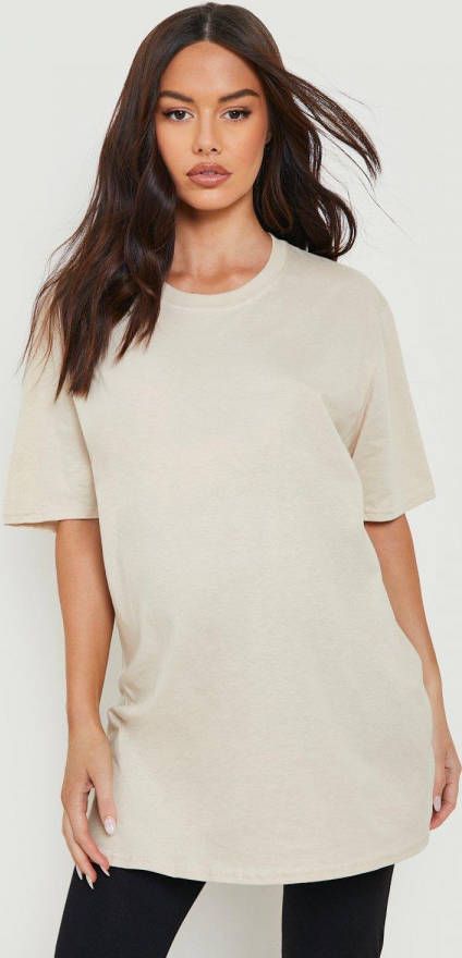 boohoo Zwangerschap Katoenen T Shirt, Sand