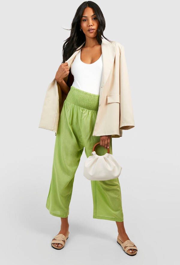 boohoo Zwangerschap Linnen Culottes Met Geplooide Taille, Pistachio