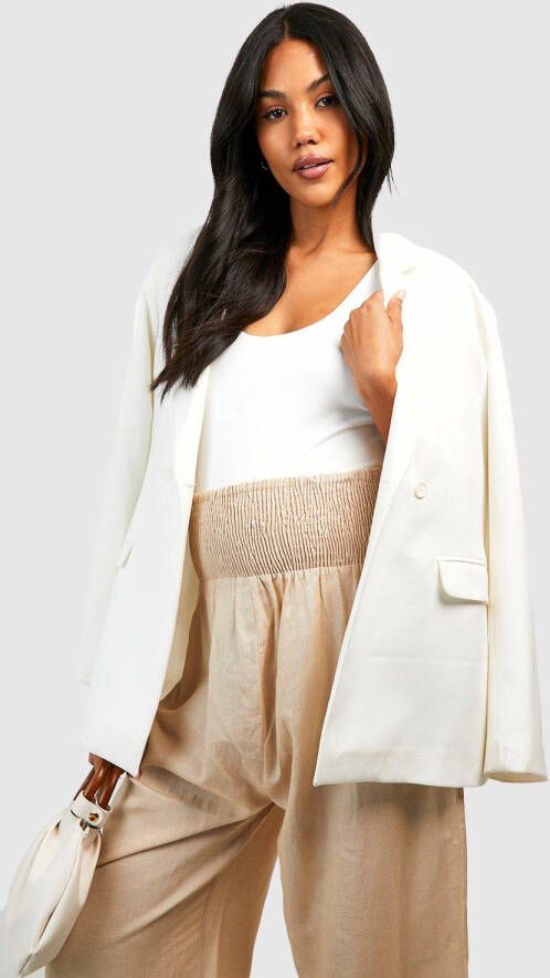 boohoo Zwangerschap Linnen Culottes Met Geplooide Taille, Stone