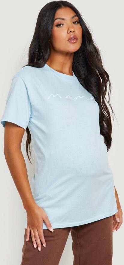 boohoo Zwangerschap Mama T Shirt, Blue