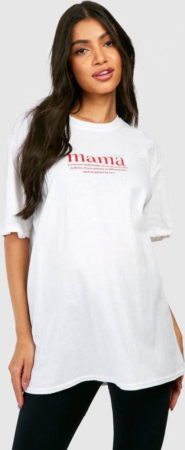 boohoo Zwangerschap Mama T Shirt, White