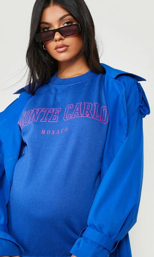 boohoo Zwangerschap Monte Carlo Trui Met Print, Blue