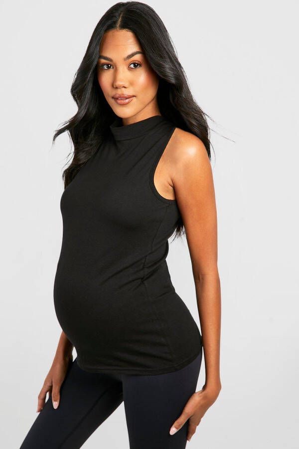 boohoo Zwangerschap Mouwloze Top Met Hoge Hals, Black