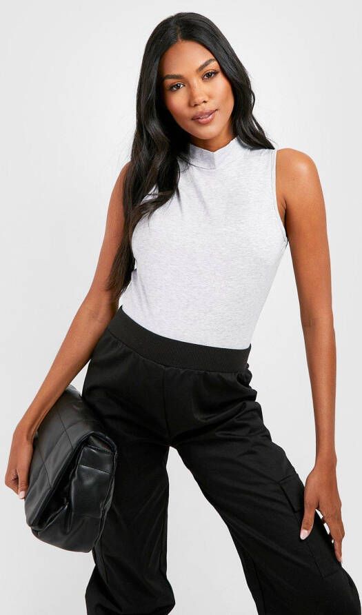 boohoo Zwangerschap Mouwloze Top Met Hoge Hals, Grey Marl