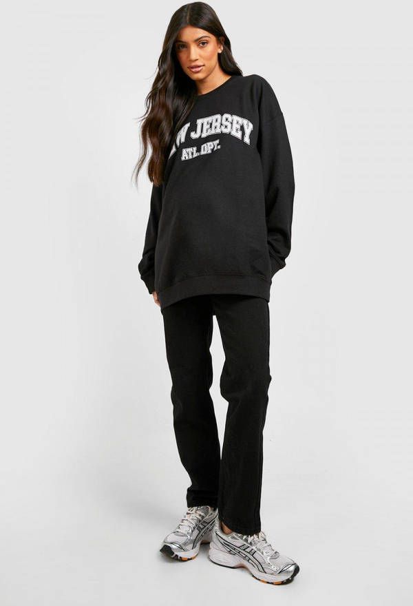boohoo Zwangerschap New Jersey Trui Met Print, Black