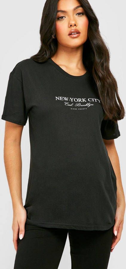 boohoo Zwangerschap New York T Shirt Met Print, Black