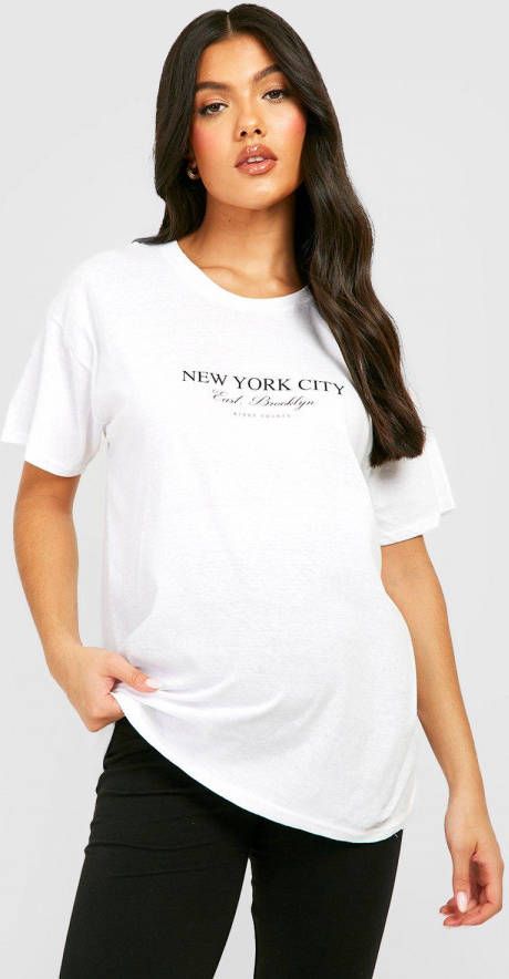 boohoo Zwangerschap New York T Shirt Met Print, White